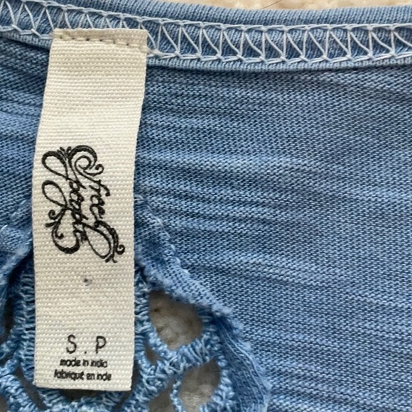 Free People Keepsake Long Sleeve Crochet Inset Slub Henley Top - Picture 6 of 6